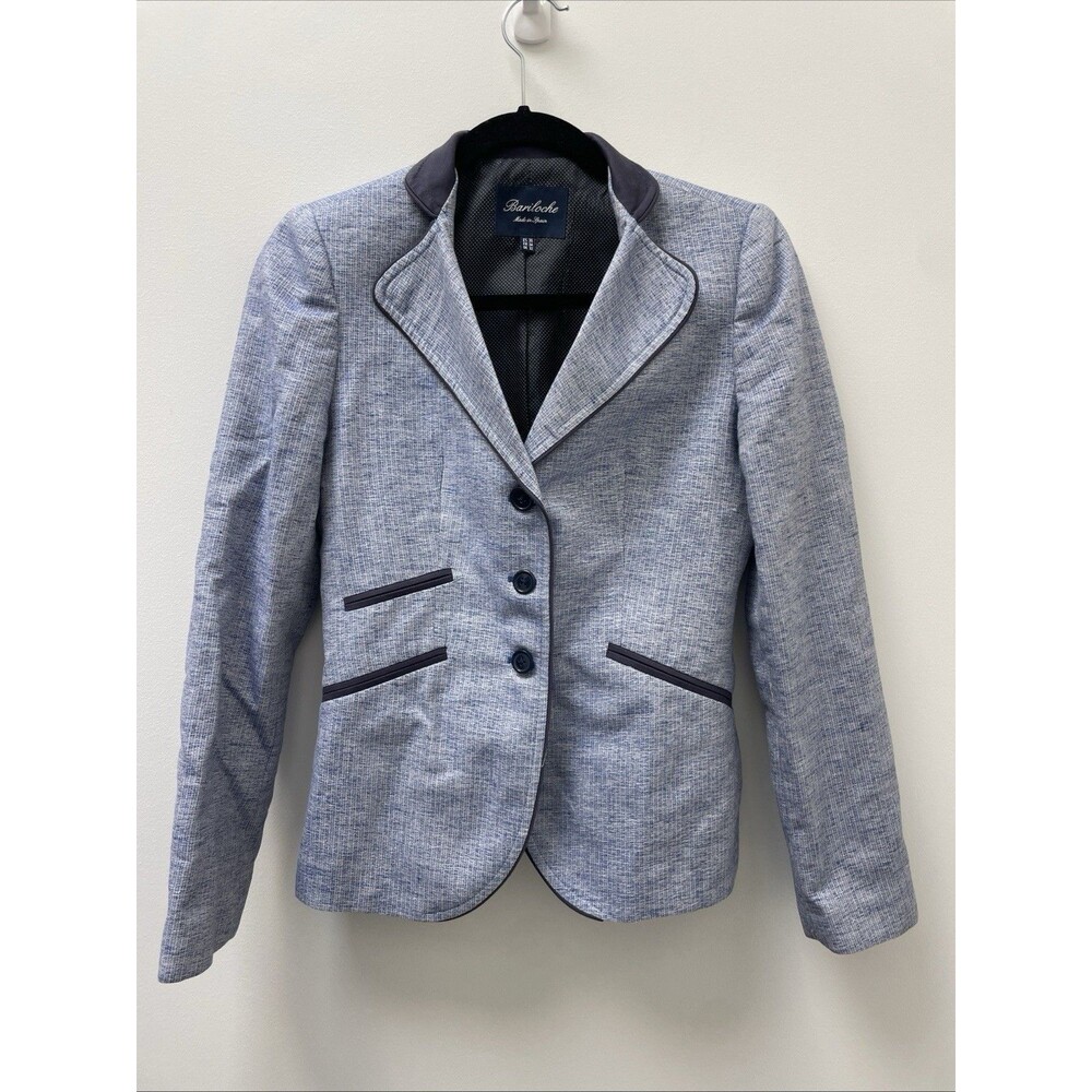 Bariloche Vintage Women’s Blue Metallic Cotton Linen Blazer EU 36/US 4